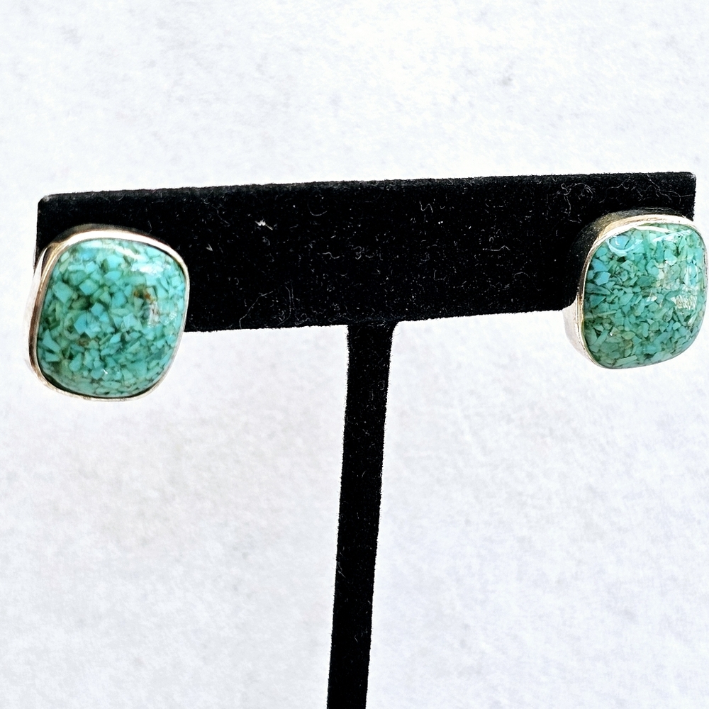 Silpada Crushed Turquoise 925 Earrings - Picture 2 of 12
